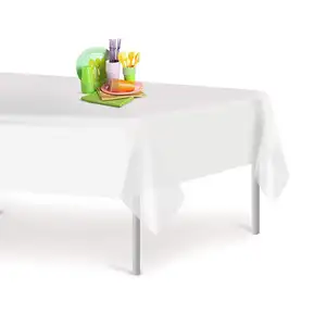 Beyaz fildişi tek kullanımlık plastik tablecover biyobozunur pe masa örtüsü 54*108 inç pe masa örtüsü masa örtüsü