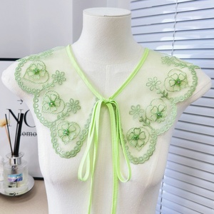 Apliques en forma de corazón de Color personalizado a la moda, cuentas de Organza, <span class=keywords><strong>Collar</strong></span> desmontable, <span class=keywords><strong>Collar</strong></span> de encaje bordado verde - Product Image 3