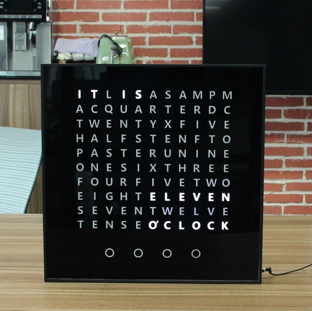 Modern Word Clock Plug-in Desk Clock Creative Text Display Electronic Clock for Hotel Bedside Apartment Decor