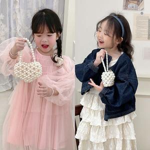 Tas tangan mutiara anak perempuan, kantung unik kecil dengan penutup kancing gaya Barat semua-cocok - Product Image 5