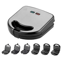 Gaufrier à donuts électrique 4 en 1, avec 4 tranchures, appareil de cuisson pour Sandwich et donuts, pressoir, Panini