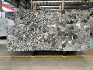 แผ่นหินอ่อนสีเทาฟอสซิล หินปูนฟอสซิลธรรมชาติพร้อมเศษเปลือกหอยคริโนอิด แบบ OEM ตัดตามขนาดสำหรับปู<span class=keywords><strong>พื้น</strong></span>และบุผนัง - Product Image 1