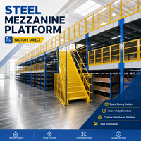 Système de stockage en entrepôt avec plateforme en acier robuste, capacité de charge élevée, protection contre la corrosion, certifié ISO9001