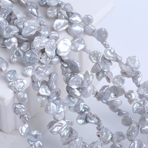 Perles d'eau douce naturelles en vrac, perles de pain en forme de mantou avec trou latéral de 6 à 10 mm, pour la fabrication de colliers et de bracelets en gros - Product Image 4