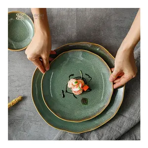 Crocery European Gold Chinaware Dinnerware Sets Ceramic Kitchen Tableware Colorful Luxury Plate Sets Dinner Dinnerware Sets