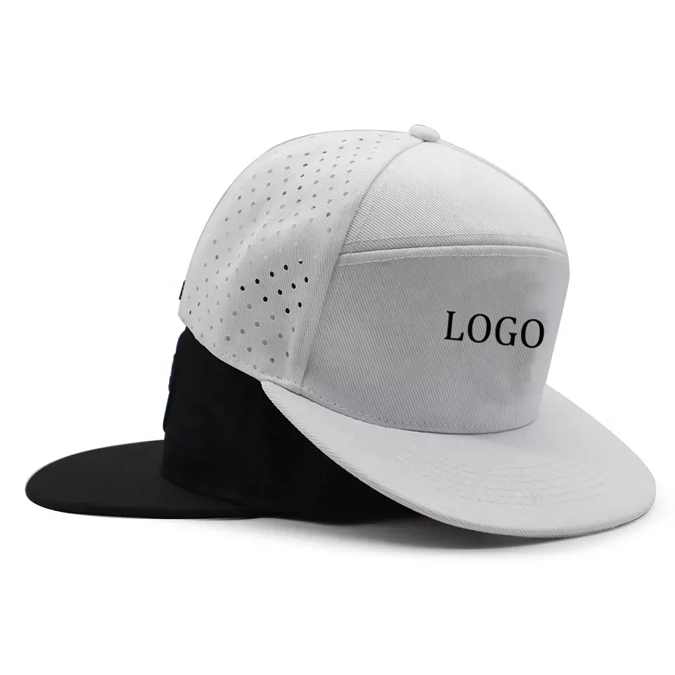 custom rubber patch embroidery logo performance golf drilling laser holes luxury perforated snapback gorra hats caps with hole