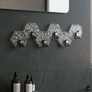 Acrylic Wall Hooks <b>6</b> Hooks Modern Design Easy Installation For Bathroom Bedroom Home Storage Hook Up - Product Image 2