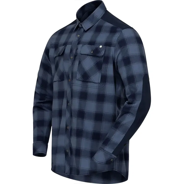 100% Cotton Long Sleeve Classic Plaid Custom Check Flannel Shirts Men