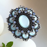 Bros Pernikahan Pertunangan Klasik Barok Turquoise Mewah Berlapis Emas Paduan Zirkon Geometris Vintage Mutiara Hadiah Pesta Unisex