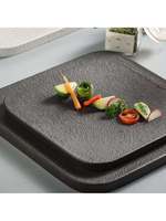 Assiette carrée en céramique de style européen, motif uni, luxe léger, pour steak, plat de service, vaisselle créative