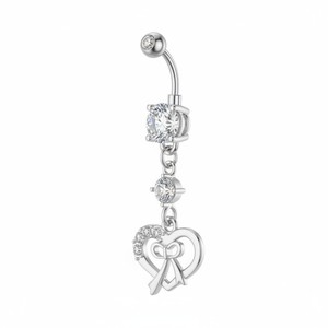Gabry&jwl Love Bauchnabelringe Doppelherz Zirkon 14G 316L Edelstahl Nabelpiercing CZ Bauchnabelringe Piercing-Schmuck - Product Image 3