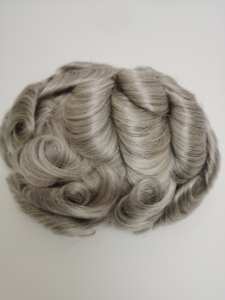 Q6 Swiss Lace Front Toupee pour hommes 100% cheveux humains avec PU et système de dentelle française - Product Image 6