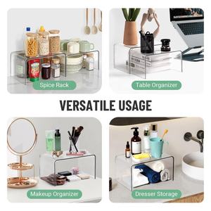 Estantes Transparentes <span class=keywords><strong>para</strong></span> Especias, Organizadores de Despensa y Almacenamiento, Juego de 4 Estantes de Exhibición <span class=keywords><strong>para</strong></span> Cocina, Baño y Escritorio - Product Image 5