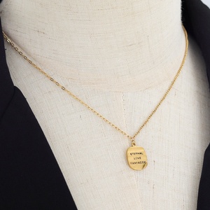 Custom Inspirational Quotes Stainless Steel Brush Effect Gold Plated Mini square Pendant Necklace for Women - Product Image 6