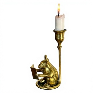 Brass Mouse Candlestick Holder Reading <b>Book</b> Home Decoration Durable Fancy Design candle stand Durable home decoration - Product Image 1
