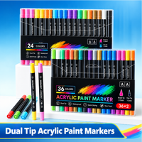 Ensemble de marqueurs permanents à double pointe multicolores Bview Art, marqueurs acryliques pour artistes, étudiants, bricolage, OEM disponible