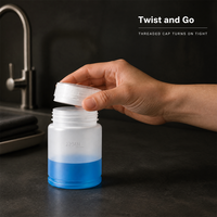 Pot en plastique à large ouverture de 225 ml, corps blanc translucide, base bleue, bouchon à vis côtelé, ligne de remplissage marquée, emballage cosmétique, approvisionnement direct