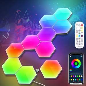 Lampe quantique LED RGB DIY, hexagonale modulaire intelligente, contrôlée par la musique, éclairage intelligent, décoration murale, lumière de <span class=keywords><strong>nuit</strong></span> hexagonale - Product Image 1