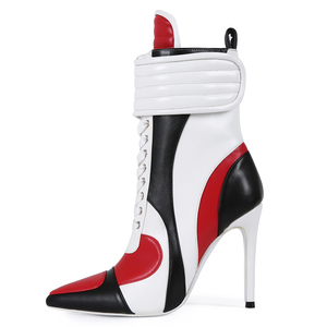 Botines Deportivos de Tacón Fino para Mujer, Talla Grande 47, Cierre Lateral con Cremallera y Velcro, Botines con Diseño de Parches en el Tobillo - Product Image 2