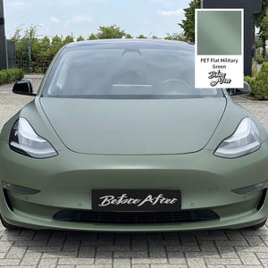 Película de envoltura de satén mate para coche de <span class=keywords><strong>vinilo</strong></span> <span class=keywords><strong>adhesivo</strong></span> de PVC de 1,52*18m para auto PET Flat Military Green car Warp vinyl - Product Image 4