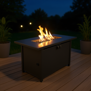 Braciere Rettangolare in Metallo da 43 Pollici, Riscaldamento Esterno a Bioetanolo, Design Moderno con Vetro per Fuoco - Product Image 2