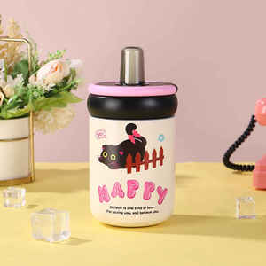Cute Kitten Stainless Steel Vacuum <b>Flask</b> with Thermal Insulation Leak-Proof for Modern Design for Outdoor Use - Product Image 4