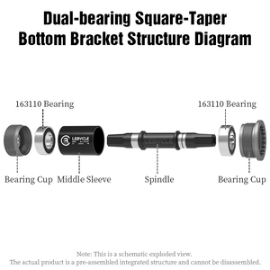 Support <span class=keywords><strong>de</strong></span> pédalier carré LEBYCLE en acier avec roulements pour boîtier fileté BSA, compatible BB68 BB73 - Product Image 2