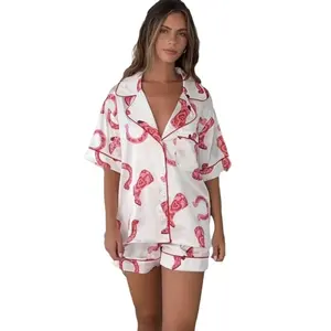 Frühling und Sommer neu Satindruck zweiteiliges Set von Homekleidung-Pijama