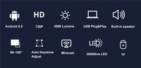 Projecteur intelligent LED WiFi Android 9.0 6000 Lumens E501H 2K 4K avec correction automatique de la distorsion trapézoïdale, portable pour home cinéma