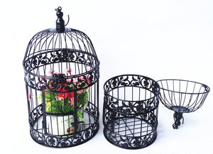 <span class=keywords><strong>Cage</strong></span> à oiseaux antique en gros, cages à oiseaux décoratives portables en métal pour animaux de compagnie, motif solide, vente d'accessoires pour oiseaux - Product Image 4