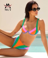Ensemble de micro-bikini sexy pour femmes, séchage rapide, maillot de bain deux pièces, vêtements de plage, maillot de bain de fitness, imprimé, grande taille, nouveau design, haut court