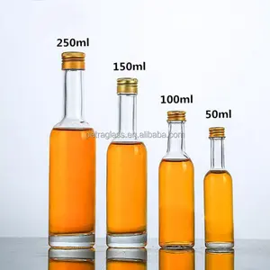 50ml 100ml 150ml 250ml Clear Screw Cap Empty Beverage Whisky Vodka Spirit Liquor Drinks Glass Wine Bottle
