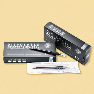 Phibrow estilo ceja negra desechables <span class=keywords><strong>Microblading</strong></span> plumas 0,18mm 18U pines <span class=keywords><strong>agujas</strong></span> de bordado de hojas de herramientas de mano con cepillo - Product Image 6