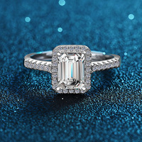 Bagues de dropshipping en moissanite 1 carat, taille ronde, taille émeraude, taille cœur, pour mariage et fiançailles