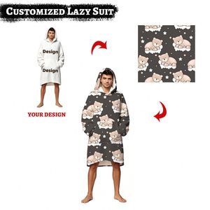 Sweat-shirt géant personnalisé avec poche, en molleton doux, couverture portable à capuche pour adultes hommes - Product Image 2
