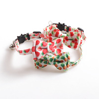 Collier de chat mignon impression collier de chien personnalisé doux rembourré avec noeud papillon pour chiot accessoires pour animaux de compagnie