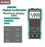 WinAPEX 108D Multimeter Digital Mini Rentang Otomatis 6000 Hitungan Pengukuran True RMS Dioda NCV Kapasitansi Resistansi Tahan Debu
