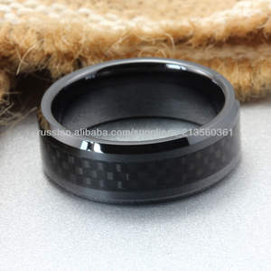 CHENG JEWELERS Bague en carbure de tungstène classique avec incrustation de <span class=keywords><strong>fibre</strong></span> de carbone noire de 8 mm, bijoux pour doigts personnalisés pour hommes - Product Image 4