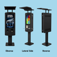 Kiosque de paiement extérieur noir pour parking, terminal de libre-service à écran tactile sur pied pour parking et station-service