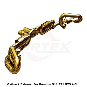 Sistema de escape Vortex Bespoke de acero inoxidable con acabado dorado para Porsche 911 991 GT3 4.0L, mejora visual exótica. - Product Image 5