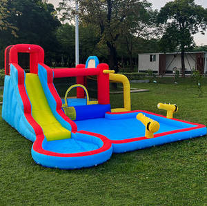 Château gonflable de maison de rebond de famille avec la glissière d'eau et la piscine pour l'aire de jeu des enfants - Product Image 2
