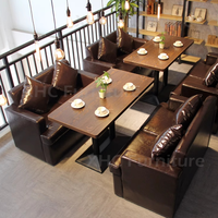 Banquette en cuir courbée pour restaurant, mobilier de restaurant avec table ronde pour restaurant commercial, café
