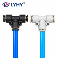 Raccord pneumatique en T PE haute pression LYHY PE8 à 3 voies, connecteur de tube en plastique lisse, raccords de tuyau d'air égaux, tête hexagonale 8MM