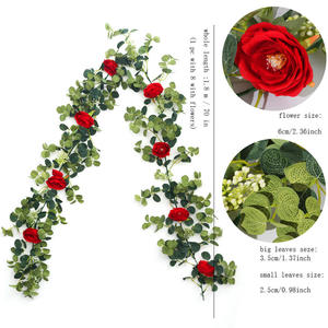 Agente de Compras de Taobao Vende Elegante Decoración para Bodas, Hojas de Eucalipto y Guirnalda de Rosas Artificiales para el Pasillo Nupcial - Product Image 2