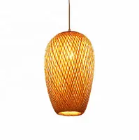 Luminária suspensa moderna de rattan japonês, decorativa, para áreas internas, e27, para cozinha, bambu, drenante