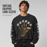 T-shirt Homme Oversize Personnalisé 300 g/m² Vintage Délavé Effet Vieilli Coupe Courte Boxy Manches Longues Streetwear Imprimé Numérique Graphique