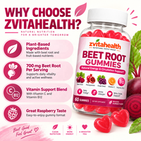 Gummies de Betterave à Marque Blanche Saveur Personnalisée Soutien Circulatoire Santé Cardiaque Stimulateur d'Oxyde Nitrique Complément Végétalien