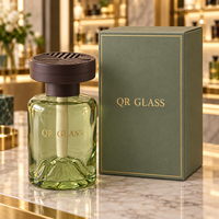 Bouteille diffuseur à roseaux en verre ambré de 120 ml avec couvercle en bois, flacon vide rond pour huiles essentielles d'aromathérapie pour parfum d'intérieur