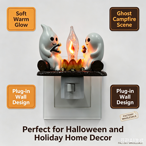 Luz Nocturna LED con Efecto de Fuego Parpadeante, Mini Lámpara de Resina Enchufable, Decoración Moderna para Dormitorio, Decoración Navideña, Decoración para Habitación de Halloween, Venta al Por Mayor - Product Image 6