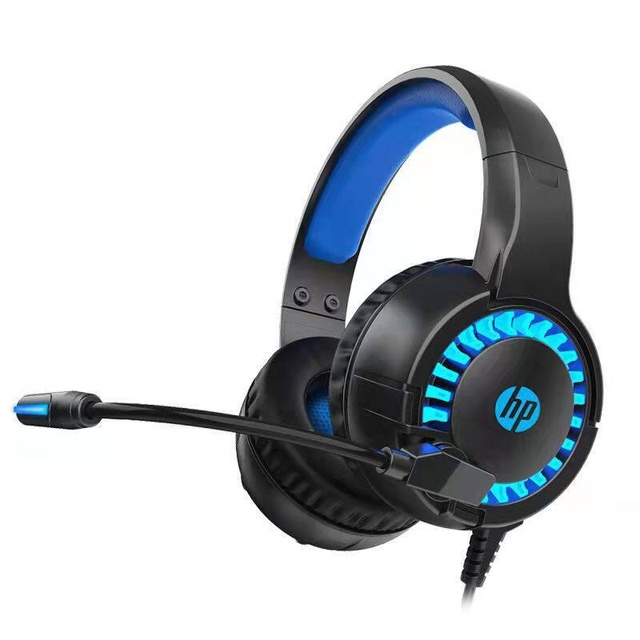 H.P DHE-8011U 3.5mm 7.1 Wired On-Ear Luminous Headset Earphone Dynamic Driver Active Noise Reduction 2m Cord USB Interface Cafe